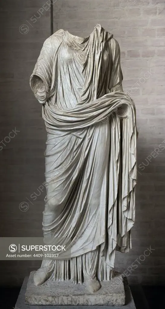 Livia Drusilla, (58 BCÐ 28 AD), after her formal adoption into the Julian family in AD 14 also known as Julia Augusta, was the wife of the Roman emperor Augustus. Statue. Glyptothek, Munich. Germany.