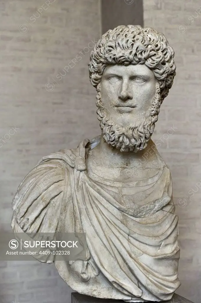 Lucius Verus (130 Ð 169). Roman co-emperor with Marcus Aurelius, from 161 until his death. Dynasty Antonine. Glyptothek. Munich. Germany.
