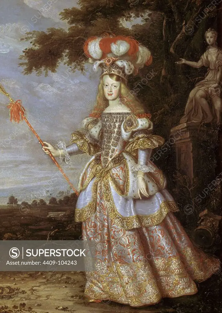 Empress Margaret Theresa, 1st wife of Emperor Leopold I of Austria, dressed as a character from "La Galatea", a favola set to music by Antonio Draghi - 1667 - 33,3x24,7 cm - oil on copper - Flemish Baroque. Author: JAN THOMAS VAN IEPEREN. Location: KUNSTHISTORISCHES MUSEUM / MUSEO DE BELLAS ARTES. WIEN. AUSTRIA. Margaret Theresa of Spain. FELIPE IV HIJA. MARIANA DE AUSTRIA HIJA. AUSTRIA MARIANA HIJA. INFANTA MARGARITA. LEOPOLDO I ESPOSA.