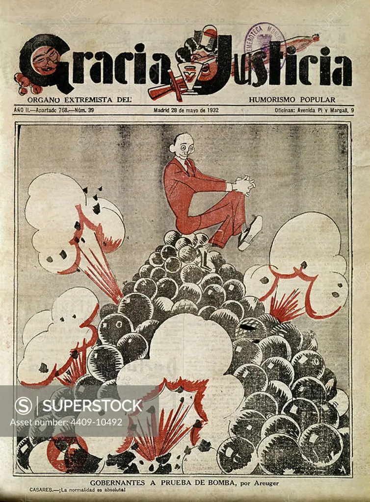 GRACIA Y JUSTICIA 1932-CARICATURAS DE LA II REPUBLICA. Author: GERARDO FERNANDEZ DE LA REGUERA 1881-1937 AREUGER. Location: HEMEROTECA MUNICIPAL. MADRID. SPAIN.