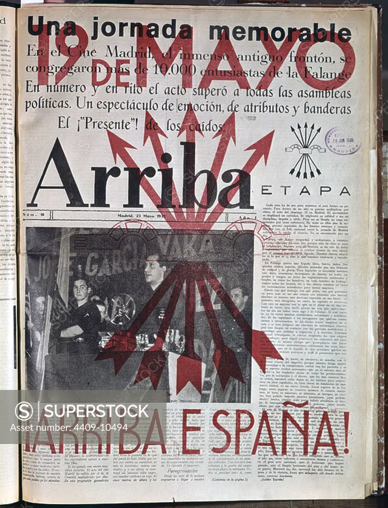 PERIODICO ARRIBA DE FALANGE - 1935. Location: HEMEROTECA MUNICIPAL. MADRID. SPAIN. JOSE ANTONIO PRIMO DE RIVERA.