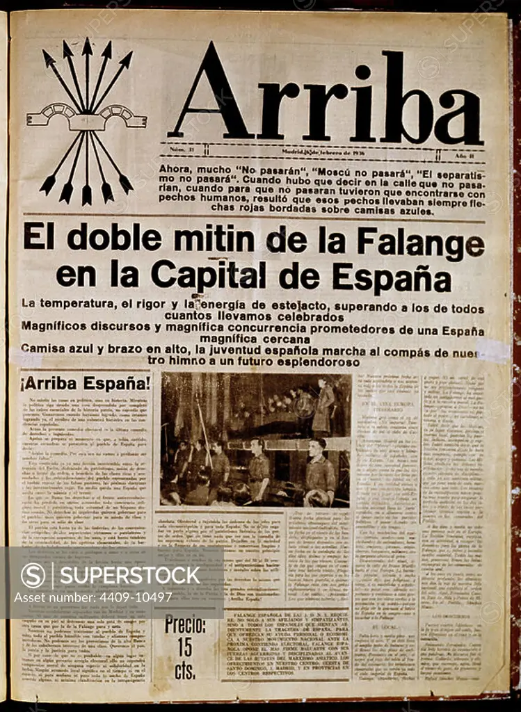PERIODICO ARRIBA DE FALANGE 1935. Location: HEMEROTECA MUNICIPAL. MADRID.