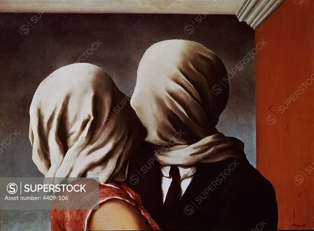 Belgian school. The Lovers. Les Amants. 1928. Oil on canvas (54 x 73). Author: RENE MAGRITTE (1898-1967). Location: PRIVATE COLLECTION. NEW YORK.