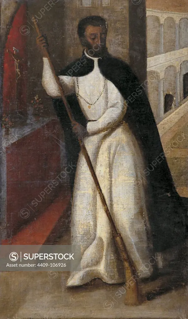 'Martin de Porres, Saint of the Broom', 17th century. Author: ANONYMOUS. SAN MARTIN DE PORRES.