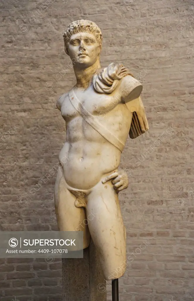Domitian . Was Roman Emperor from 81 to 96. Domitian was the third and last emperor of the Flavian dynasty.The emperor Domitian (81-96 AD) as prince in heroic nakedness. 70/80 AD. Glyptothek. Munich. Germany.