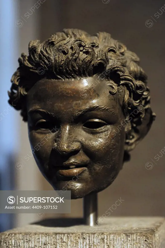 Roman Art. Bronze head from the statue of a satyr. About 100 BC. Glyptothek. Munich. Germany.