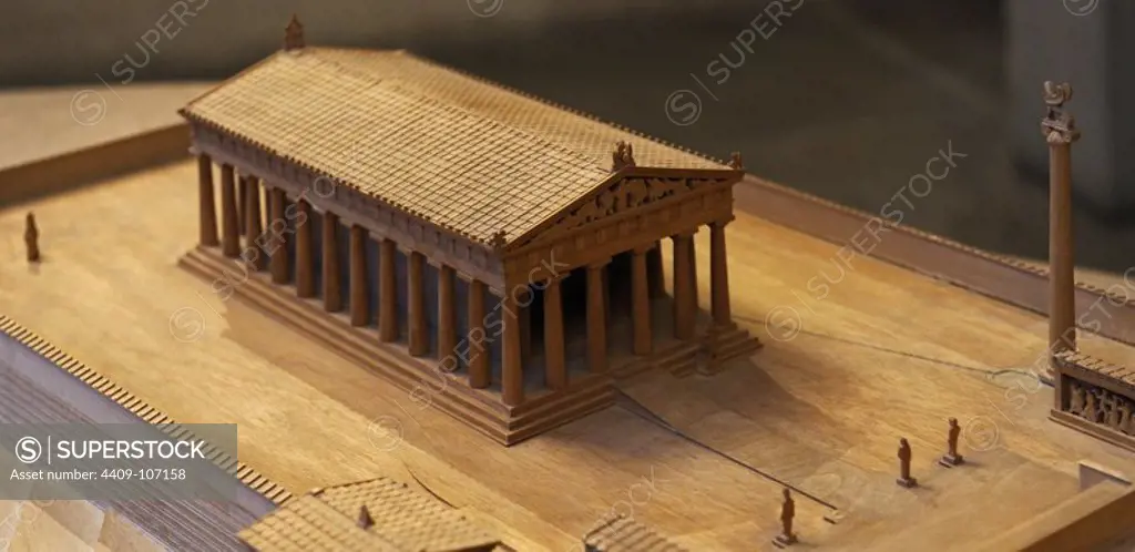 Aphaia Temple on Aegina. Wooden model. Glyptothek. Munich. Germany.