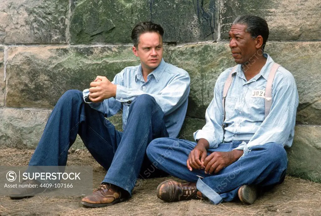 MORGAN FREEMAN and TIM ROBBINS in THE SHAWSHANK REDEMPTION (1994), directed by FRANK DARABONT.