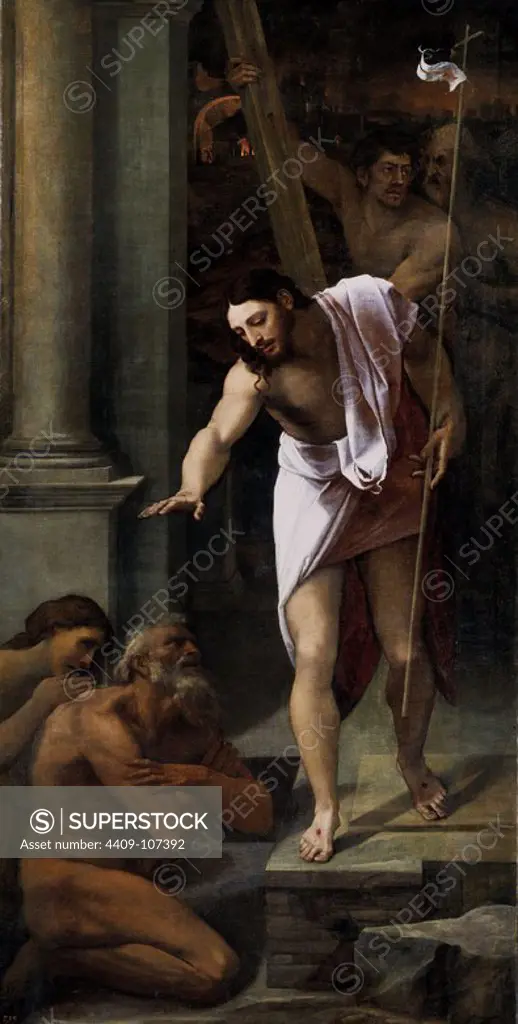 Sebastiano del Piombo / 'Jesus descends into Limbo', 1516, Italian School, Oil on canvas, 226 cm x 114 cm, P00346. Museum: MUSEO DEL PRADO, MADRID, SPAIN. JESUS.