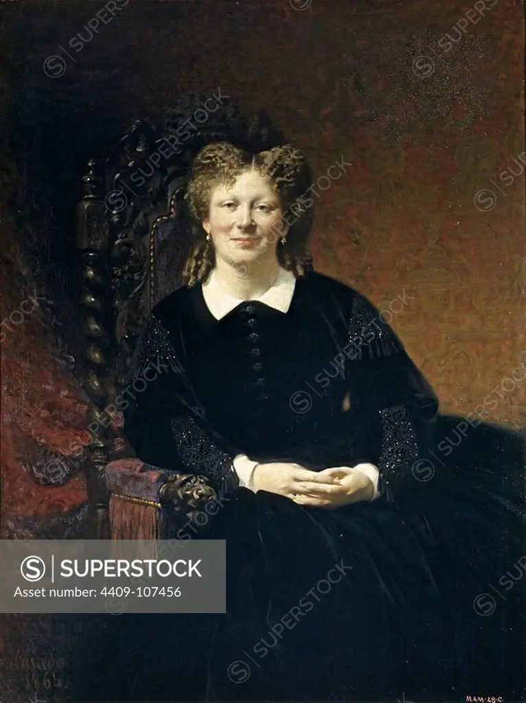 José Casado del Alisal / 'Portrait of a French Lady', 1864, Spanish School, Oil on canvas, 130,5 cm x 98 cm, P04267. Museum: MUSEO DEL PRADO, MADRID, SPAIN.