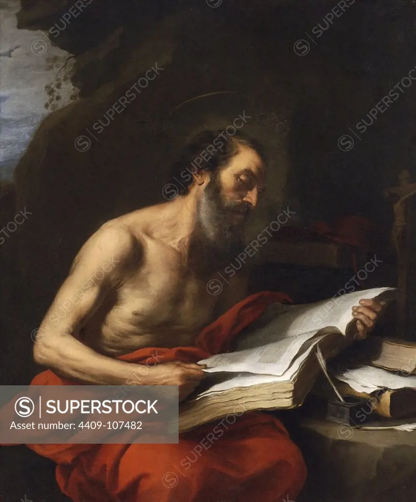 Bartolomé Esteban Murillo / 'Saint Jerome Reading', 1650-1652, Spanish School, Oil on canvas, 125 cm x 109 cm, P00988. Museum: MUSEO DEL PRADO, MADRID, SPAIN.
