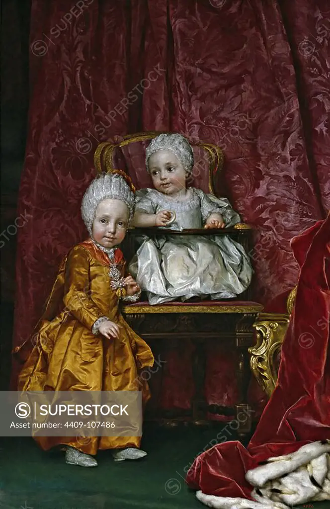 Anton Rafael Mengs / 'Archduke Ferdinand and Archduchess Maria Anna of Austria ', 1770, German School, Oil on canvas, 147 cm x 96 cm, P02192. Museum: MUSEO DEL PRADO, MADRID, SPAIN. Author: ANTON RAPHAEL MENGS.