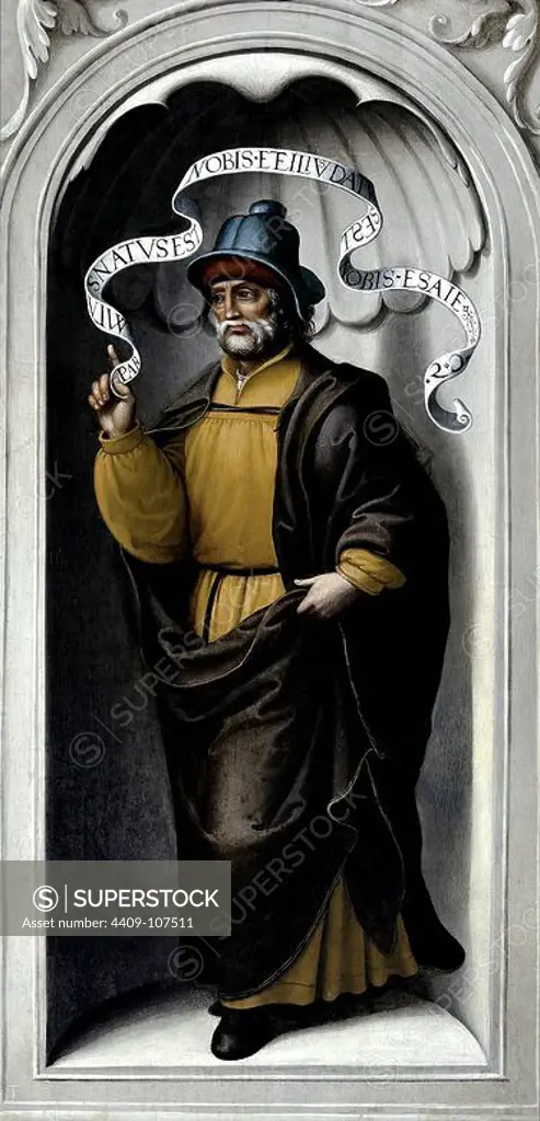 Juan Correa de Vivar / 'The Prophet Isaiah', ca. 1535, Spanish School, Oil on panel, 90 cm x 43,5 cm, P00684. Museum: MUSEO DEL PRADO, MADRID, SPAIN.