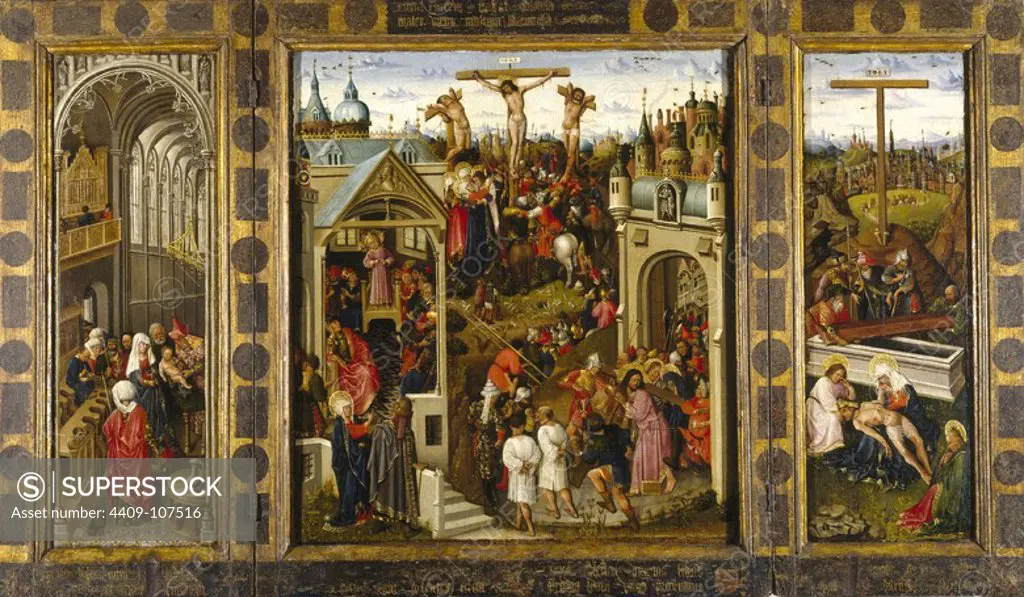 Louis Alincbrot / 'Passages from the Life of Christ, or Crucifix Triptych', 1440-1450, Flemish School, Oil on panel, 78 cm x 134 cm, P02538. Museum: MUSEO DEL PRADO, MADRID, SPAIN.