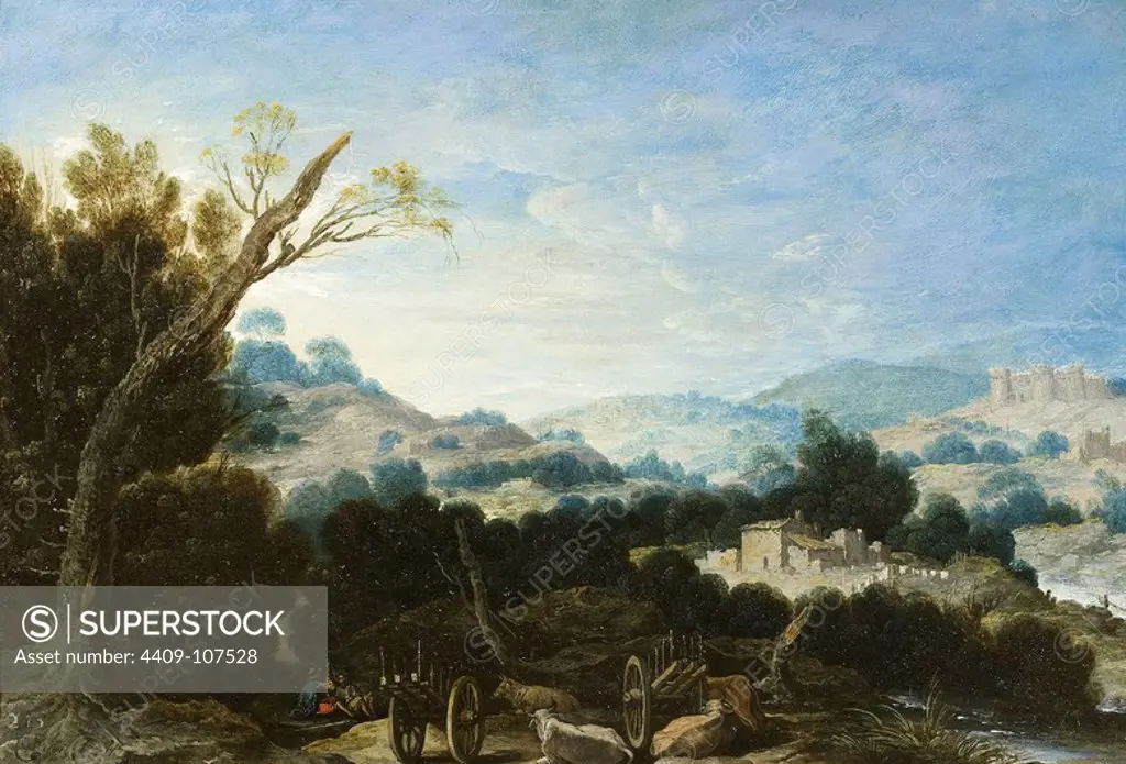 Francisco Collantes / 'Landscape with Sheperds', First half 17th century, Spanish School, Oil on copper, 26 cm x 38,8 cm, P08030. Museum: MUSEO DEL PRADO, MADRID, SPAIN.