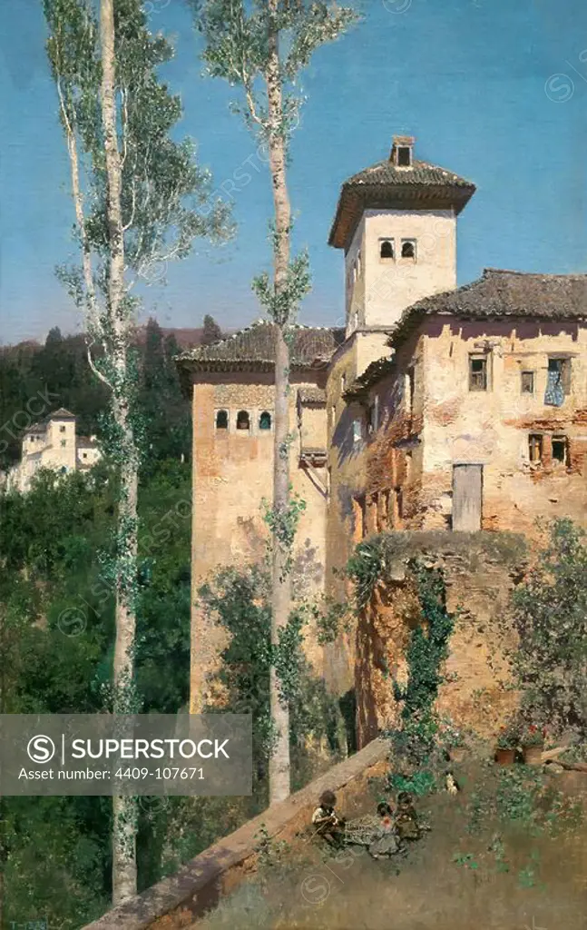 Martín Rico y Ortega / 'The Ladies' Tower at the Alhambra', 1871, Spanish School, Oil on canvas, 63,5 cm x 40 cm, P02623. Museum: MUSEO DEL PRADO, MADRID, SPAIN.