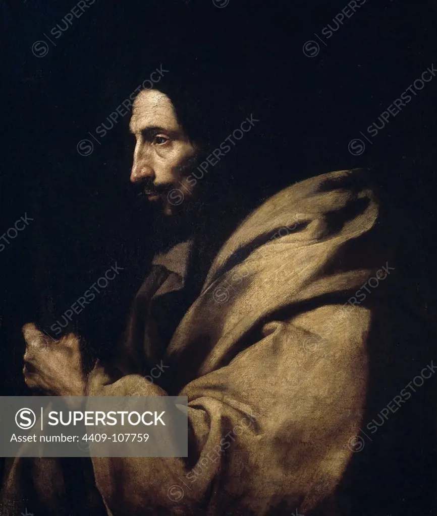 José de Ribera / 'Saint Jude Thaddaeus', 1630-1635, Spanish School, Oil on canvas, 76 cm x 64 cm, P01092. Museum: MUSEO DEL PRADO, MADRID, SPAIN.