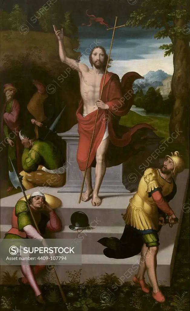 Juan Correa de Vivar / 'The Resurrection of Christ', Middle 16th century, Spanish School, Panel, 210 cm x 135 cm, P07715. Museum: MUSEO DEL PRADO, MADRID, SPAIN.