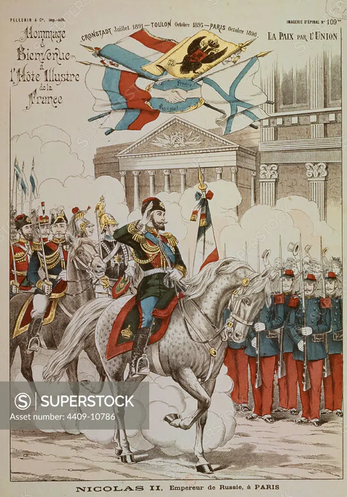 NICOLAS II EMPERADOR DE RUSIA EN PARIS OCTUBRE DE 1896 - GRABADO SIGLO XIX. Location: NATIONAL LIBRARY. France.