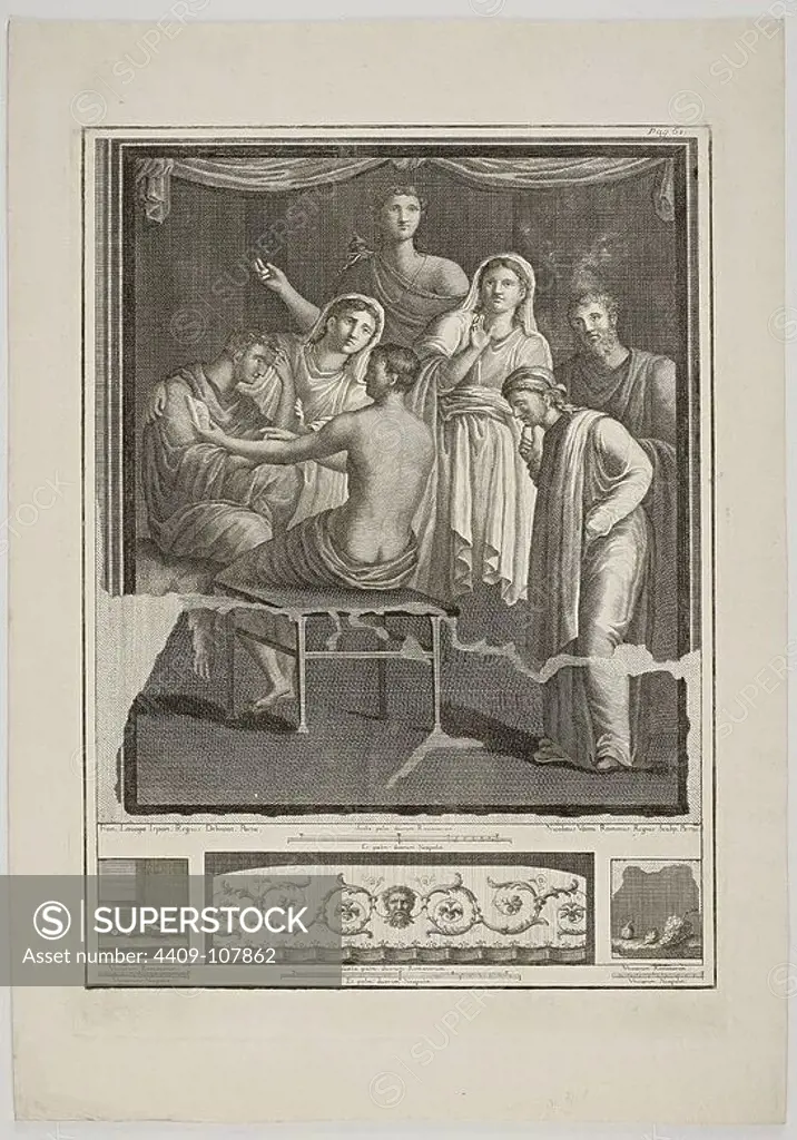 Niccolo Vanni / 'Antigüedades de Pompeya: Alceste y Admeto', 18th century, Italian School, Paper, 348 mm x 416 mm, G03300. Museum: MUSEO DEL PRADO, MADRID, SPAIN.