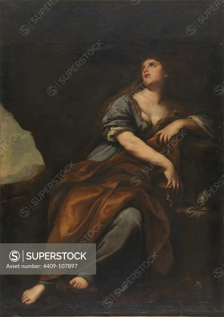 Andrea Vaccaro / 'Penitent Magdalene', 17th century, Italian School, Canvas, 179 cm x 128 cm, P00466. Museum: MUSEO DEL PRADO, MADRID, SPAIN.