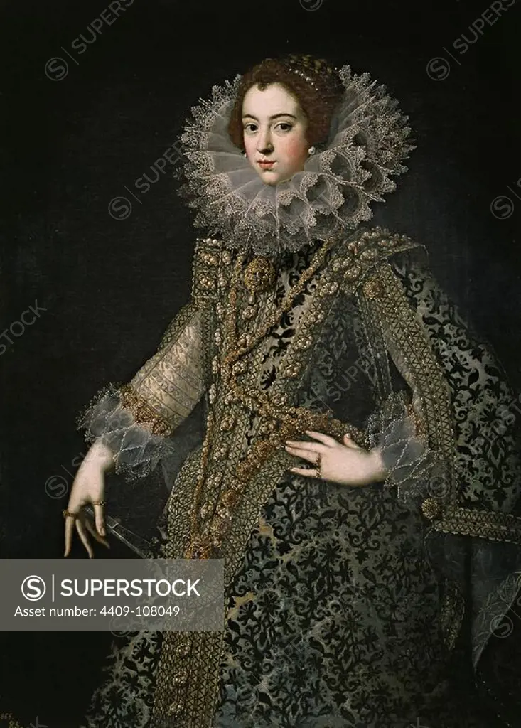 Anonymous / 'Elisabeth of France, Wife of Philip IV of Spain', ca. 1620, Spanish School, Oil on canvas, 126 cm x 91 cm, P01037. Museum: MUSEO DEL PRADO, MADRID, SPAIN.
