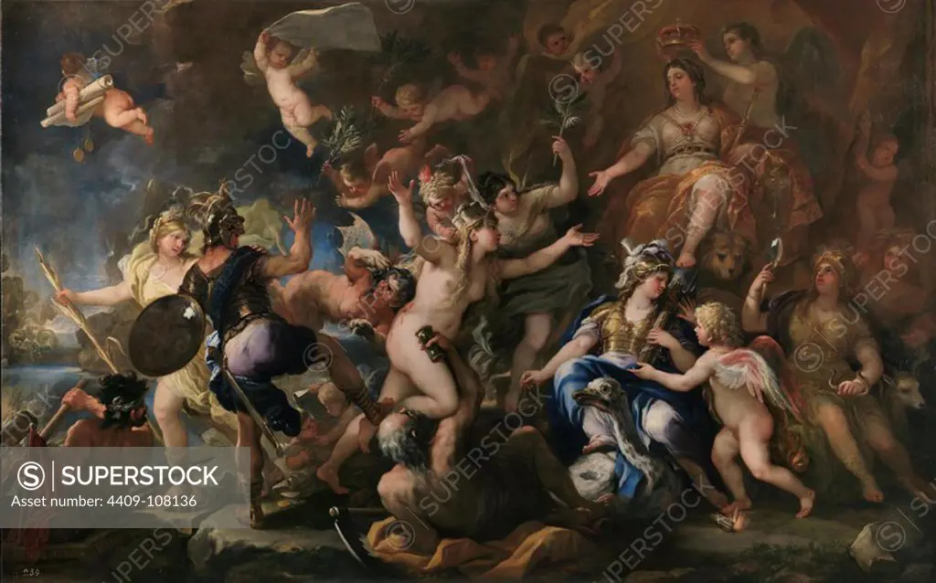 Luca Giordano / 'Allegory of the Annexation of Messina to Spain', 1678, Italian School, Oil on canvas, 272 cm x 443 cm, P03261. Museum: MUSEO DEL PRADO, MADRID, SPAIN.