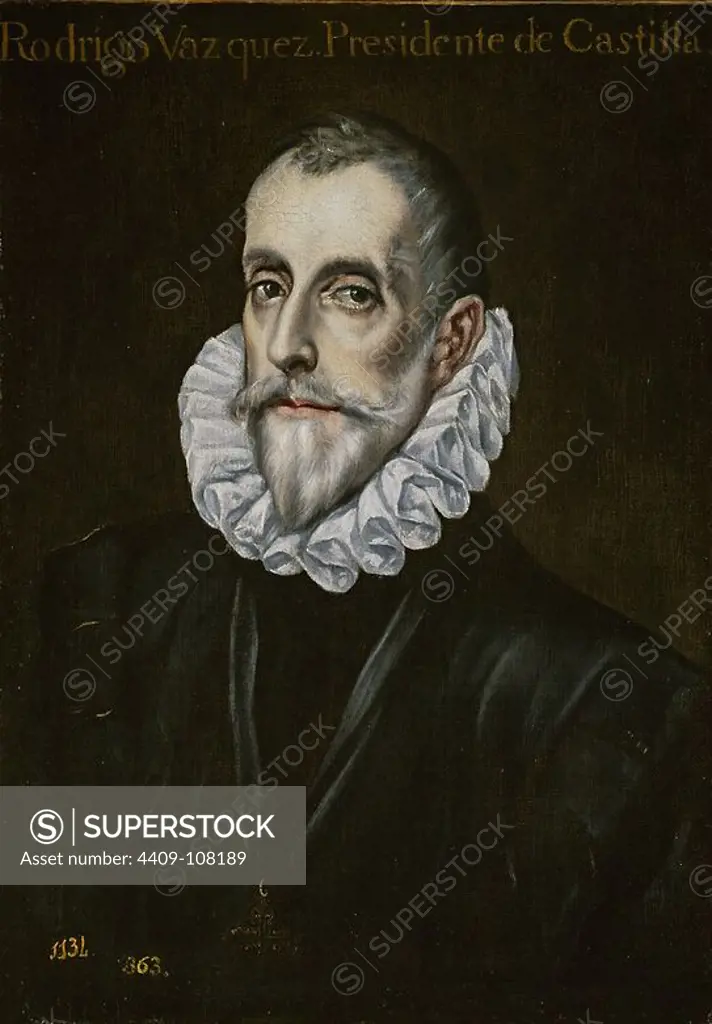 Anonymous (Copy de El Greco) / 'Portrait of Rodrigo Vázquez de Arce', ca. 1620, Spanish School, Oil on canvas, 62,5 cm x 42 cm, P00808. Museum: MUSEO DEL PRADO, MADRID, SPAIN.