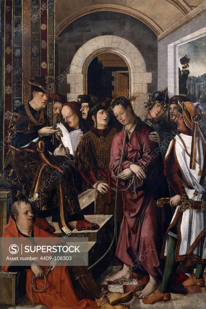 Francisco de Osona; Rodrigo de Osona / 'Christ before Pontius Pilate', ca. 1500, Spanish School, Oil on panel, 126 cm x 84 cm, P06897. Museum: MUSEO DEL PRADO, MADRID, SPAIN.