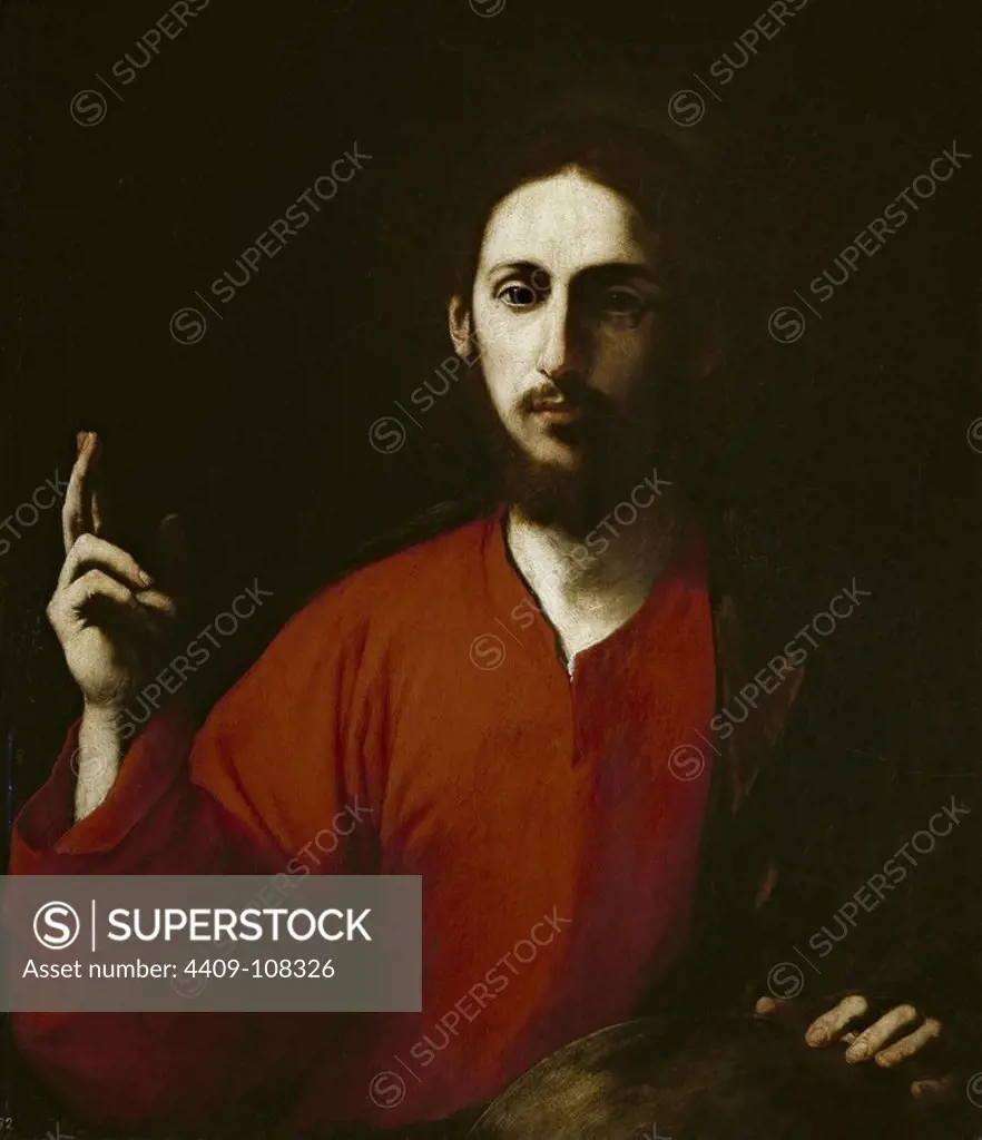 José de Ribera / 'The Saviour', 1630-1635, Spanish School, Oil on canvas, 77 cm x 65 cm, P01067. Museum: MUSEO DEL PRADO, MADRID, SPAIN.