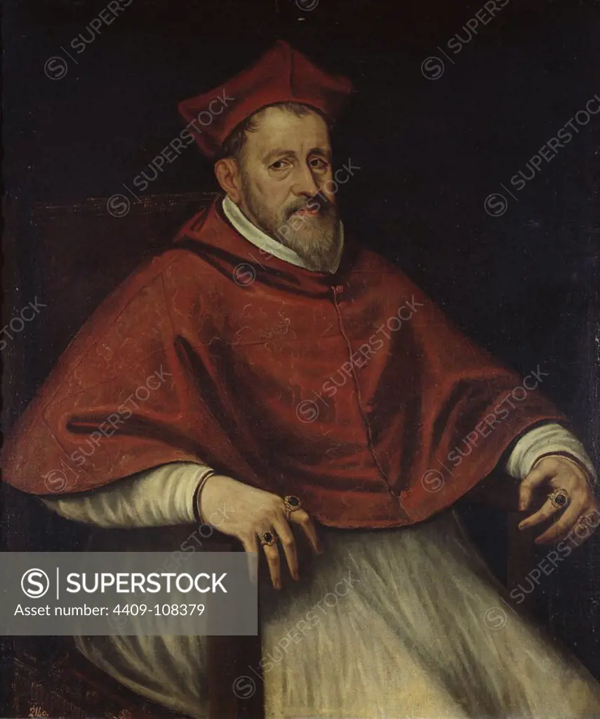Jacopo Robusti Tintoretto (Disciple of) / 'Cardinal Andreas of Austria', 16th century, Italian School, Canvas, 112 cm x 96 cm, P00401. Museum: MUSEO DEL PRADO, MADRID, SPAIN.