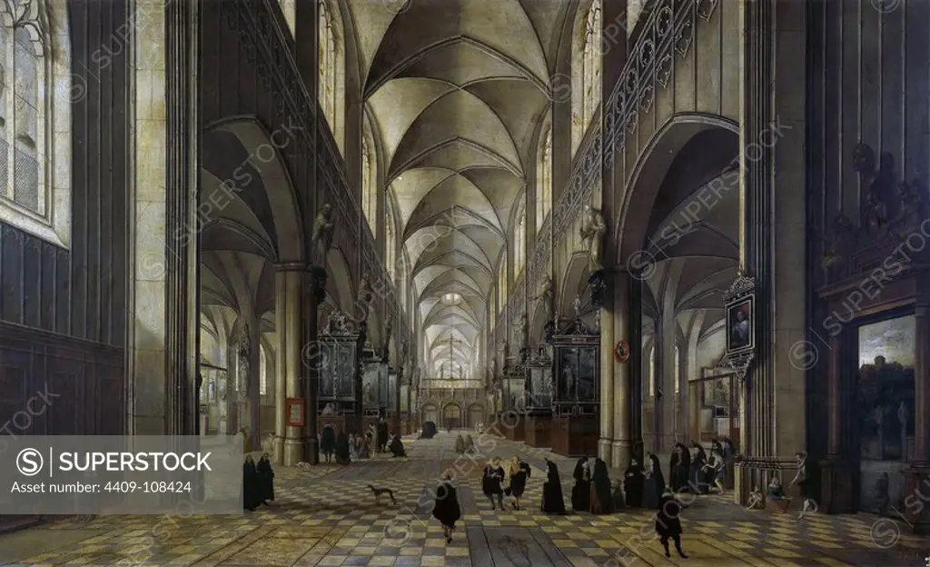 Pieter I Neefs / 'Iglesia de Flandes: La misa', 1618, Flemish School, Oil on panel, 58 cm x 98 cm, P01605. Museum: MUSEO DEL PRADO, MADRID, SPAIN. Author: PIETER NEEFFS I.