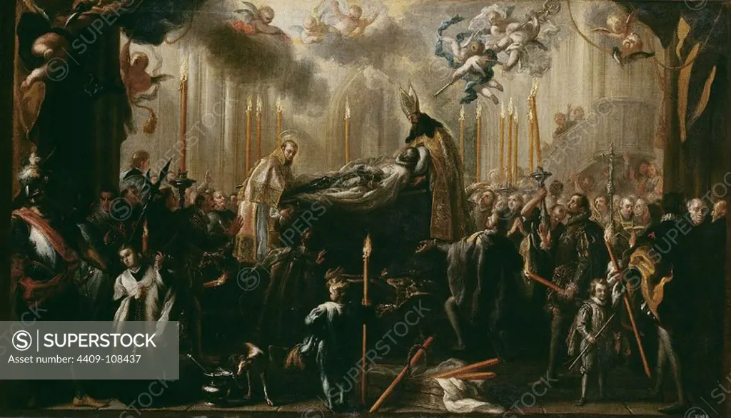 Miguel Jacinto Meléndez / 'The Burial of the Count of Orgaz', 1734, Spanish School, Oil on canvas, 85 cm x 147 cm, P00959. Museum: MUSEO DEL PRADO, MADRID, SPAIN.