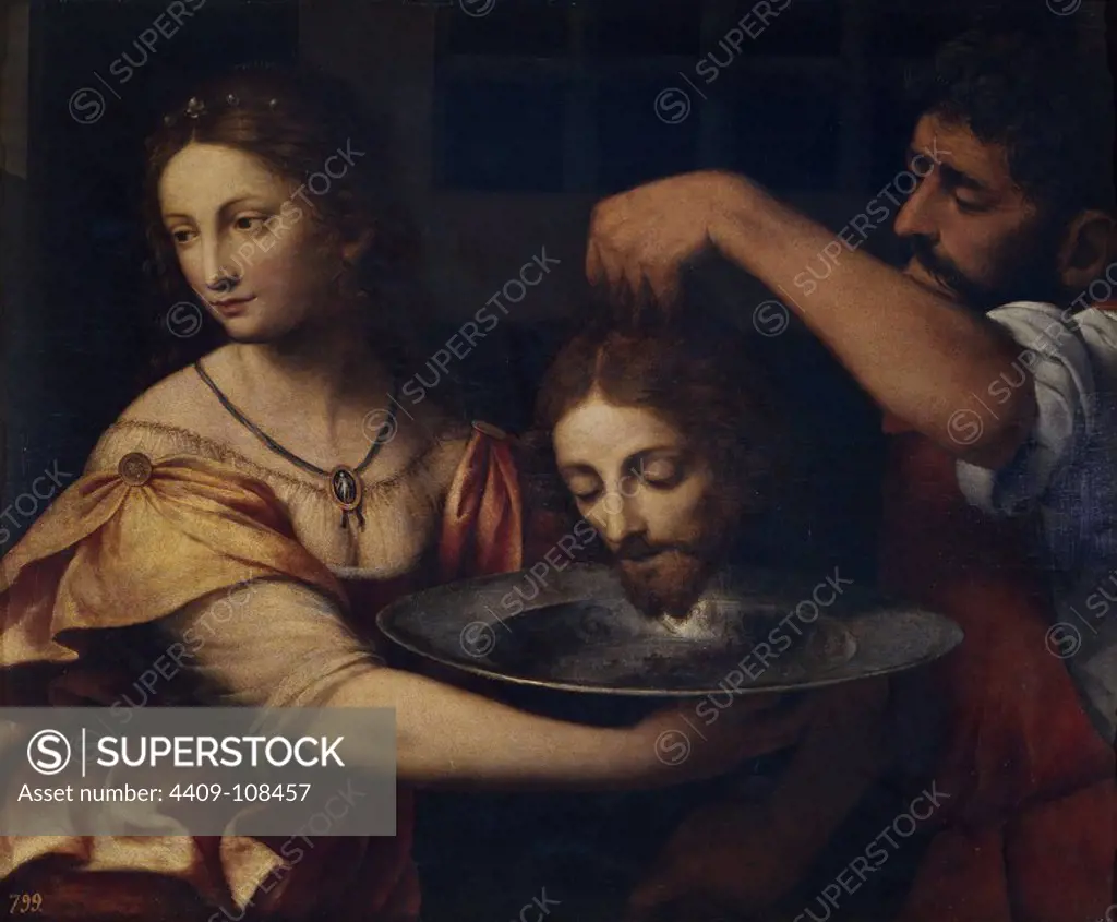 Bernardino Luini / 'Salome with the Head of Saint John the Baptist ', Early 16th century, Italian School, Oil on panel, 62 cm x 78 cm, P00243. Museum: MUSEO DEL PRADO, MADRID, SPAIN. SALOME. Saint John the Baptist.