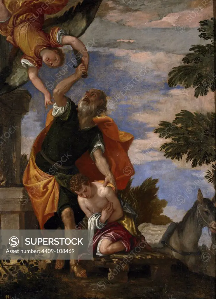 Paolo Veronese / 'The Sacrifice of Isaac', ca. 1586, Italian School, Oil on canvas, 129 cm x 95 cm, P00500. Museum: MUSEO DEL PRADO, MADRID, SPAIN.