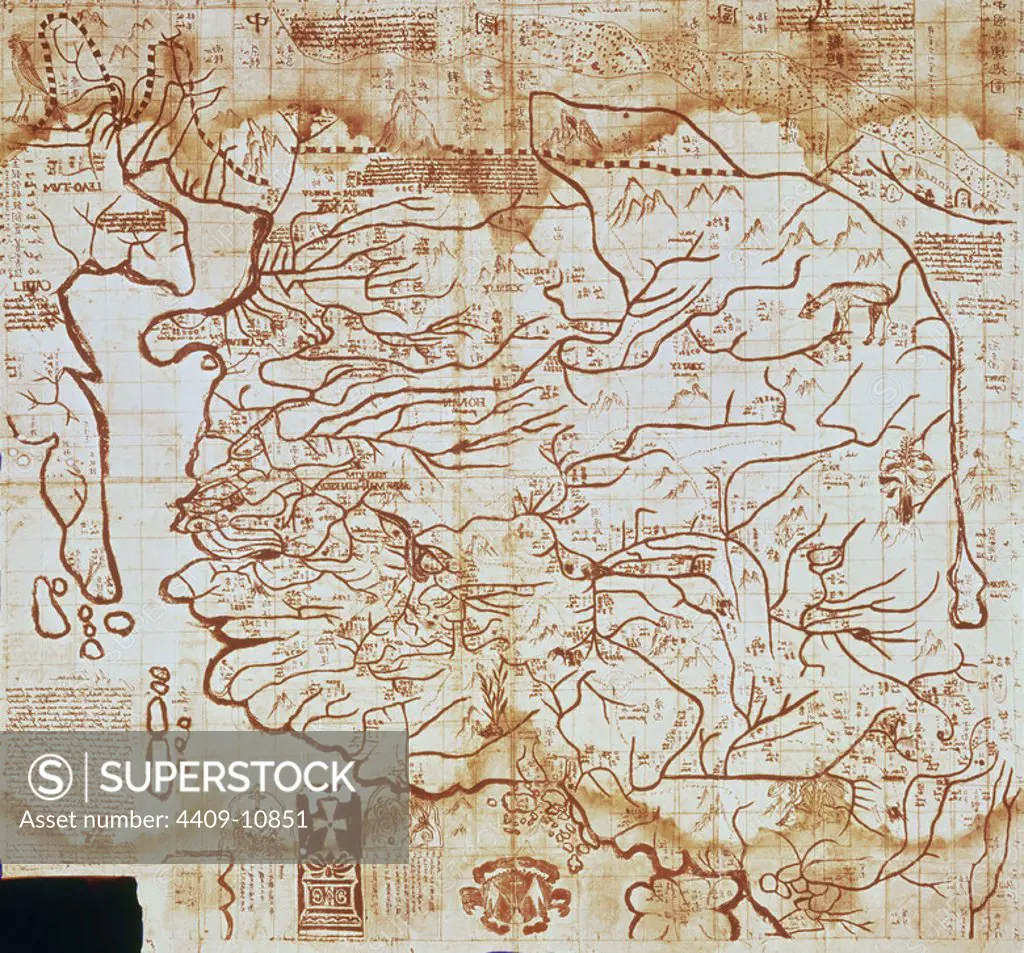 MAPA DE CHINA - GRAN CATAI - 1652- CARTOGRAFIA SIGLO XVII - BORG. CIN. 531 GENERAL MAP HG11. Author: BOYM MICHAEL. Location: BIBLIOTECA APOSTOLICA-COLECCION. VATICANO.