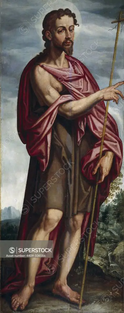 Francisco Pacheco / 'Saint John the Baptist', ca. 1608, Spanish School, Oil on panel, 99 cm x 45 cm, P01025. Museum: MUSEO DEL PRADO, MADRID, SPAIN.