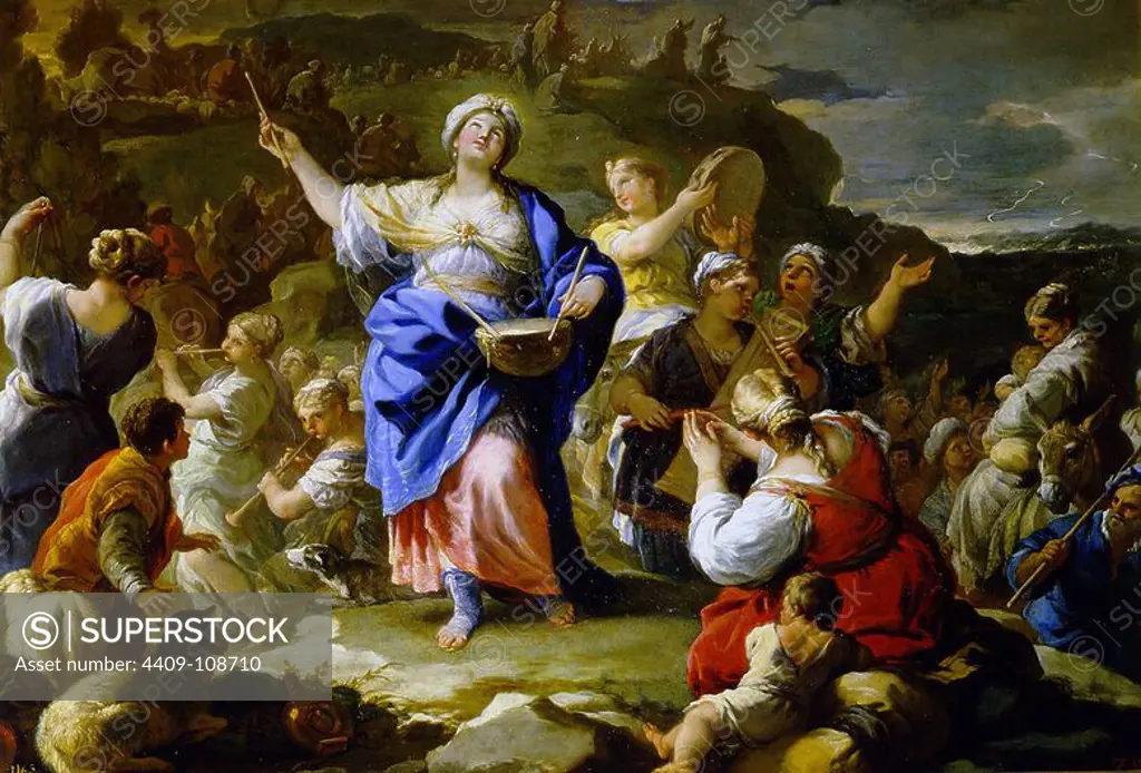 Luca Giordano / 'The Song of the Prophetess', ca. 1687, Italian School, Oil on copper, 58 cm x 84 cm, P00159. Museum: MUSEO DEL PRADO, MADRID, SPAIN. MARIA LA JUDIA.
