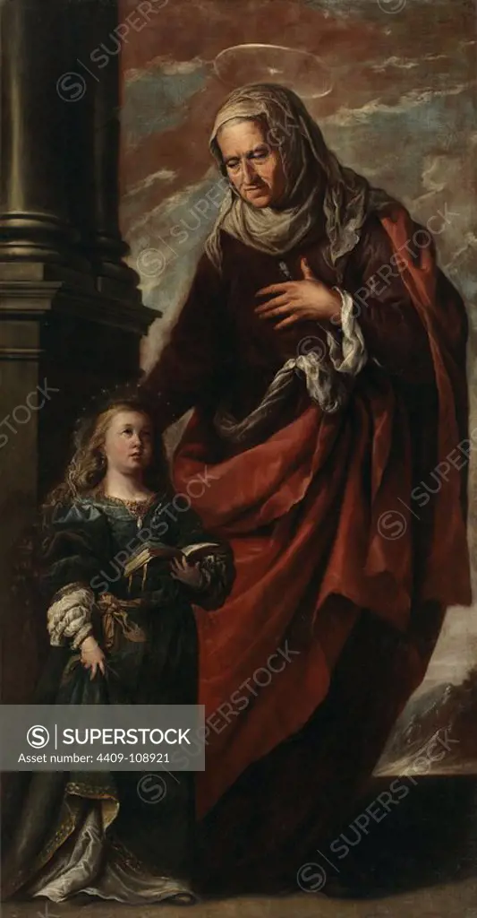 Francisco Camilo (Attribution) / 'Santa Ana conduciendo a la Virgen', Second half 17th century, Spanish School, Oil on canvas, 209 cm x 110 cm, P03282. Museum: MUSEO DEL PRADO, MADRID, SPAIN.