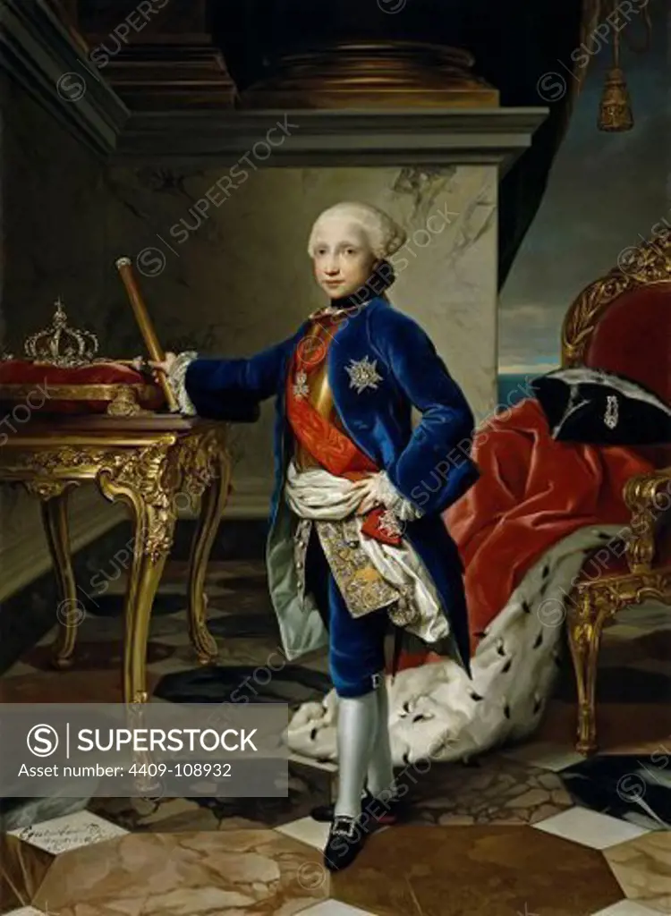 Anton Rafael Mengs / 'Ferdinand I of the Two Sicilies', 1760, German School, Oil on canvas, 179 cm x 130 cm, P02190. Artwork also known as: Fernando IV, rey de Nápoles.