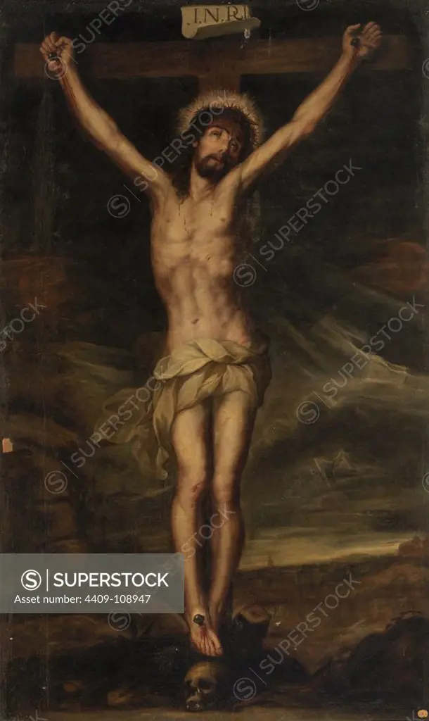 Anonymous / 'Christ Crucified', 17th century, Spanish School, Canvas, 209 cm x 123 cm, P03275. Museum: MUSEO DEL PRADO, MADRID, SPAIN.