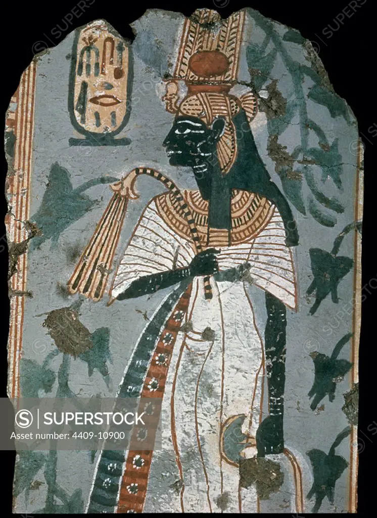 Queen Ahmose-Nefertari. Wall painting from Kinebu's tomb in Thebes. c.1150 BC. 18th Dynasty. 43 cm. London, British Museum. Location: BRITISH MUSEUM. LONDON. ENGLAND.
