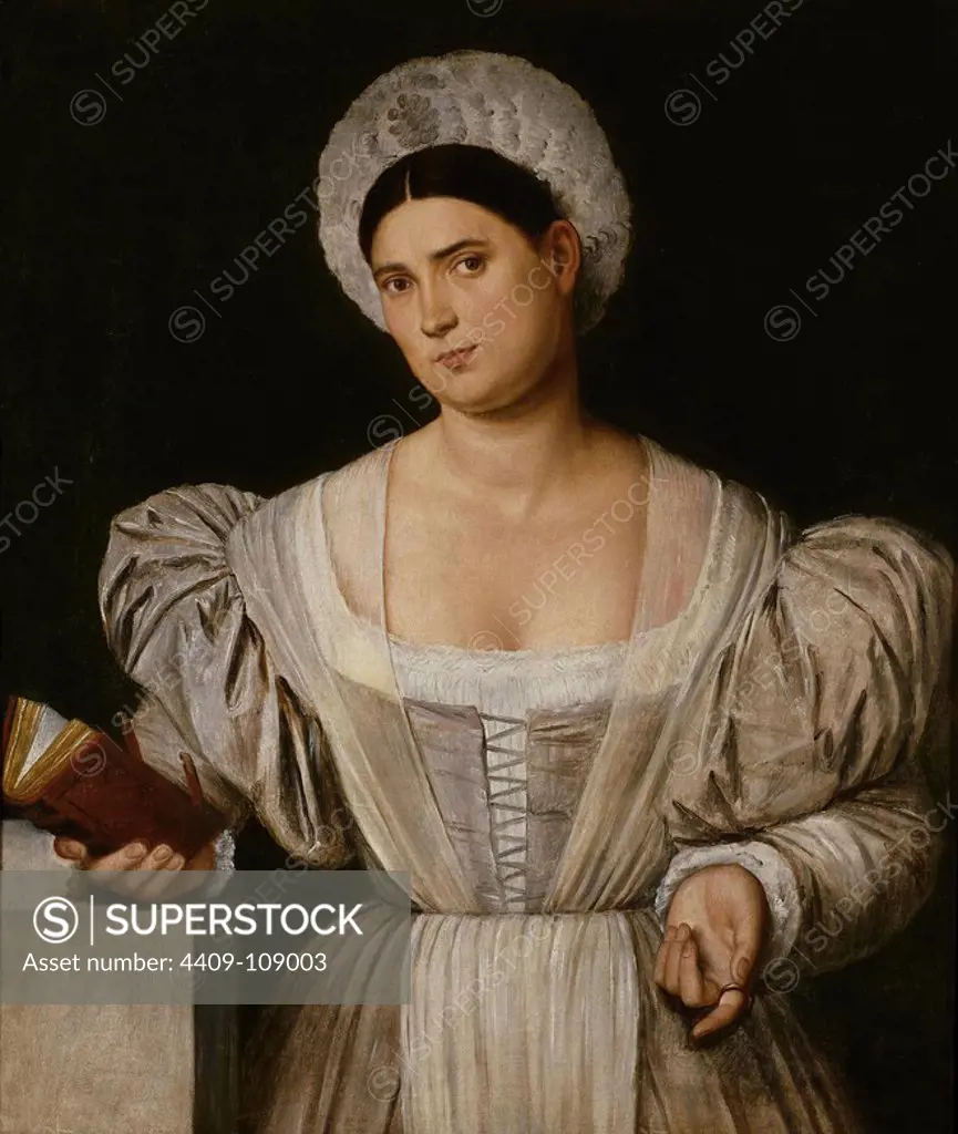 Bernardino Licinio / 'Portrait of a Woman (Agnese, Sister-in-law's Painter)', 1525-1530, Italian School, Oil on canvas, 98 cm x 70 cm, P00289. Museum: MUSEO DEL PRADO, MADRID, SPAIN.