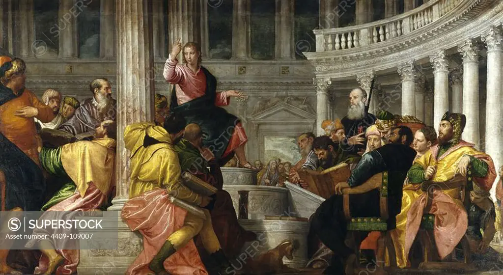 Paolo Veronese / 'Christ with the Doctors in the Temple', ca. 1560, Italian School, Oil on canvas, 236 cm x 430 cm, P00491. Museum: MUSEO DEL PRADO, MADRID, SPAIN.
