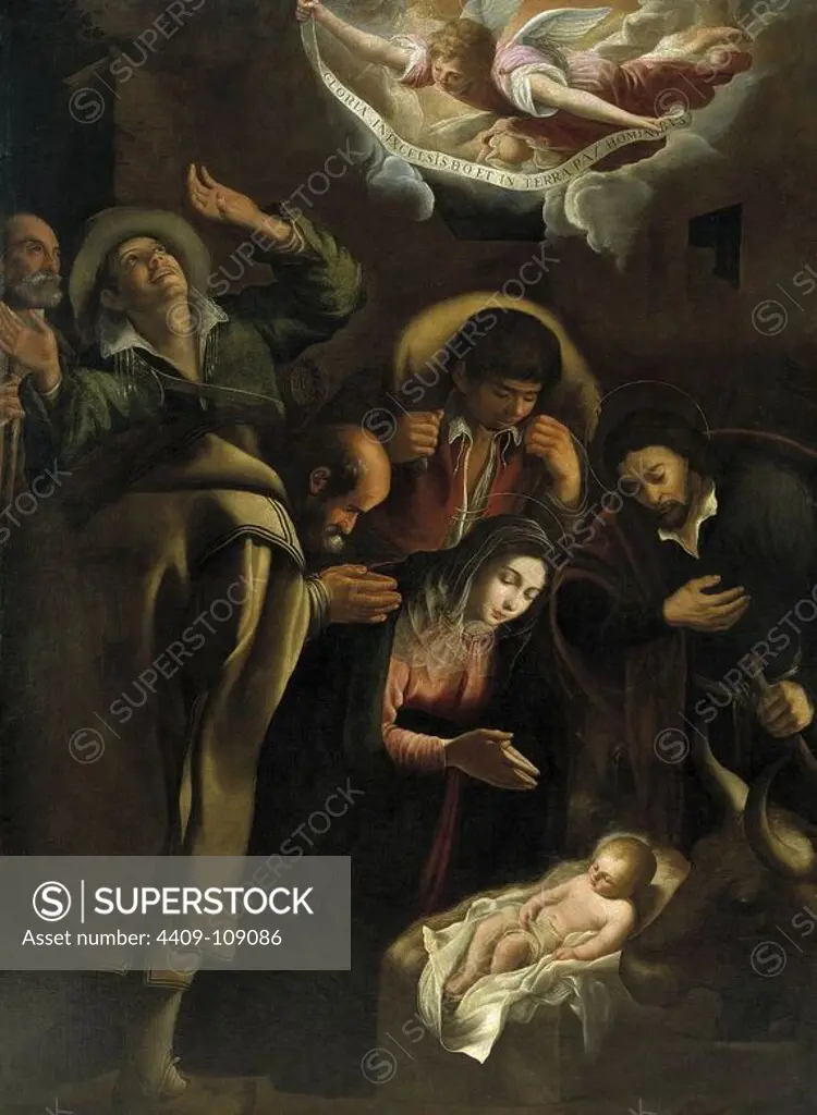 Antonio de Lanchares / 'The Adoration of the Shepherds', 1612, Spanish School, Oil on canvas, 218 cm x 162 cm, P07855. Museum: MUSEO DEL PRADO, MADRID, SPAIN.