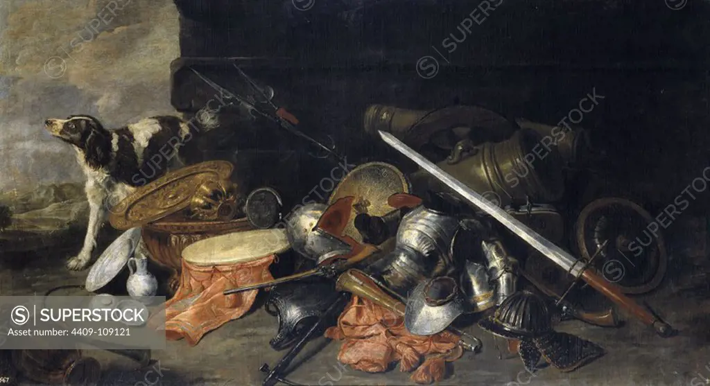 Peeter Boel / 'Armas y pertrechos de guerra', 17th century, Flemish School, Oil on canvas, 169 cm x 313 cm, P01367. Museum: MUSEO DEL PRADO, MADRID, SPAIN.