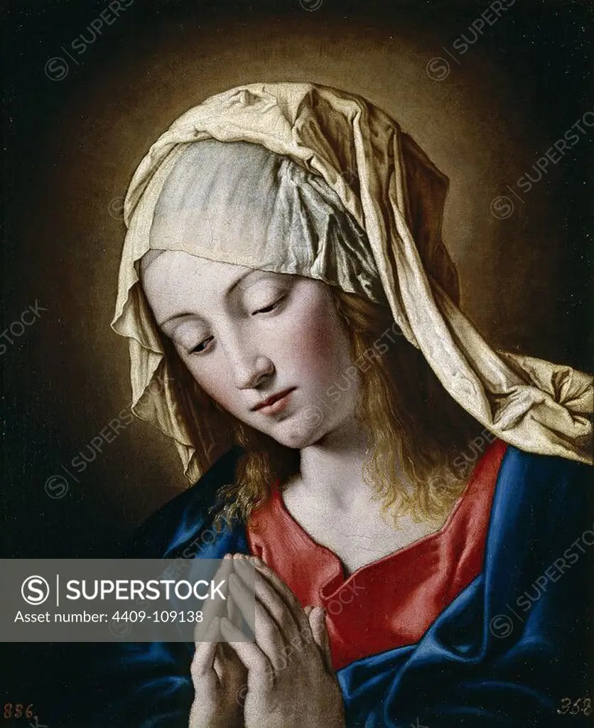 Sassoferrato / 'The Madonna in Prayer', 17th century, Italian School, Oil on canvas, 48 cm x 40 cm, P00341. Museum: MUSEO DEL PRADO, MADRID, SPAIN.