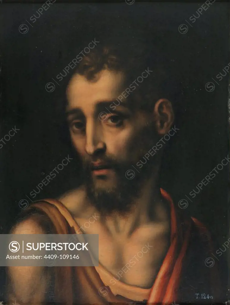 Luis de Morales / 'Saint John the Baptist', ca. 1565, Spanish School, Oil on panel, 47 cm x 34 cm, P00950. Museum: MUSEO DEL PRADO, MADRID, SPAIN.
