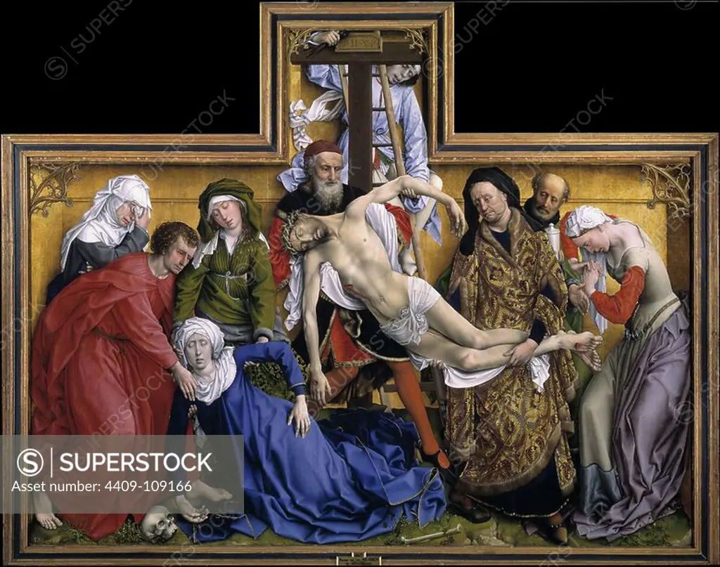 Roger van der Weyden / 'Descent from the Cross', ca. 1435, Flemish School, Oil on panel, 220 cm x 262 cm, P02825. Museum: MUSEO DEL PRADO, MADRID, SPAIN. Author: ROGIER VAN DER WEYDEN.