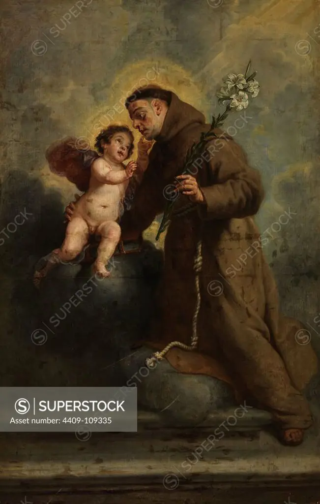 Gaspar de Crayer / 'Saint Anthony of Padua with the Child Jesus', ca. 1655, Flemish School, Oil on canvas, 271 cm x 175 cm, P03472. Museum: MUSEO DEL PRADO, MADRID, SPAIN.